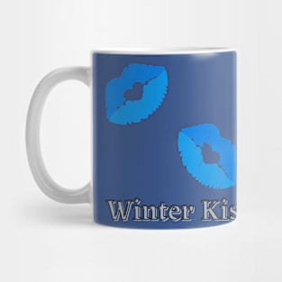 Blue Geometric Pattern with a Winter Kiss Mug